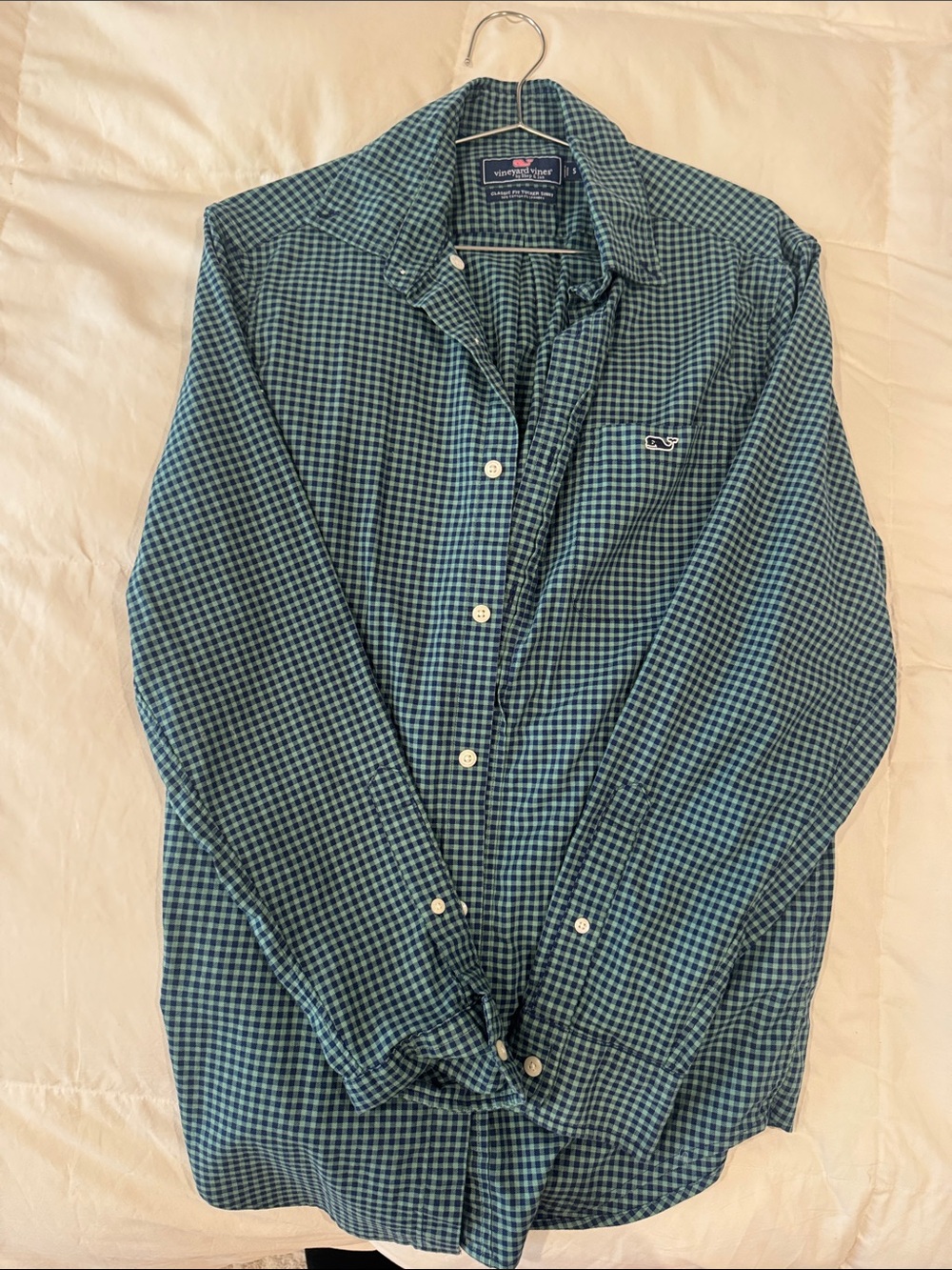 Vineyard Vines Green and Blue Checked Button-Down Shirt